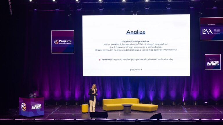 Simona Klovaitė „Verslo žinių“ konferencijoje pristato projektų valdymo sistemos diegimo etapą „Analizė“